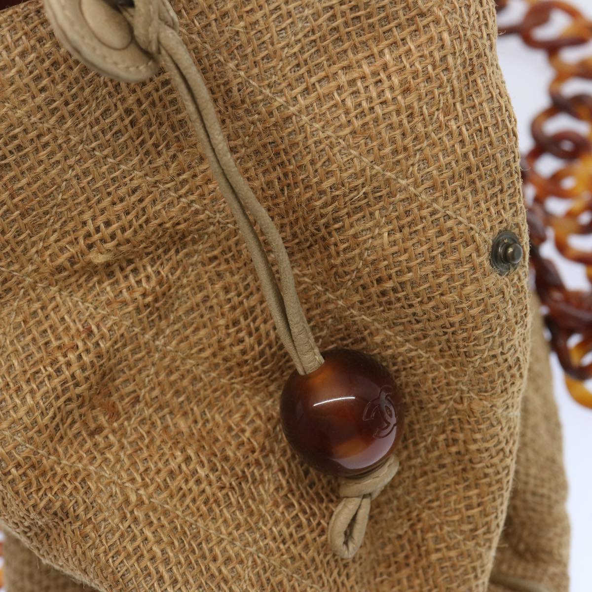 Top Quality Chanel Matelasse Tote Bag Straw Brown CC Auth 66963