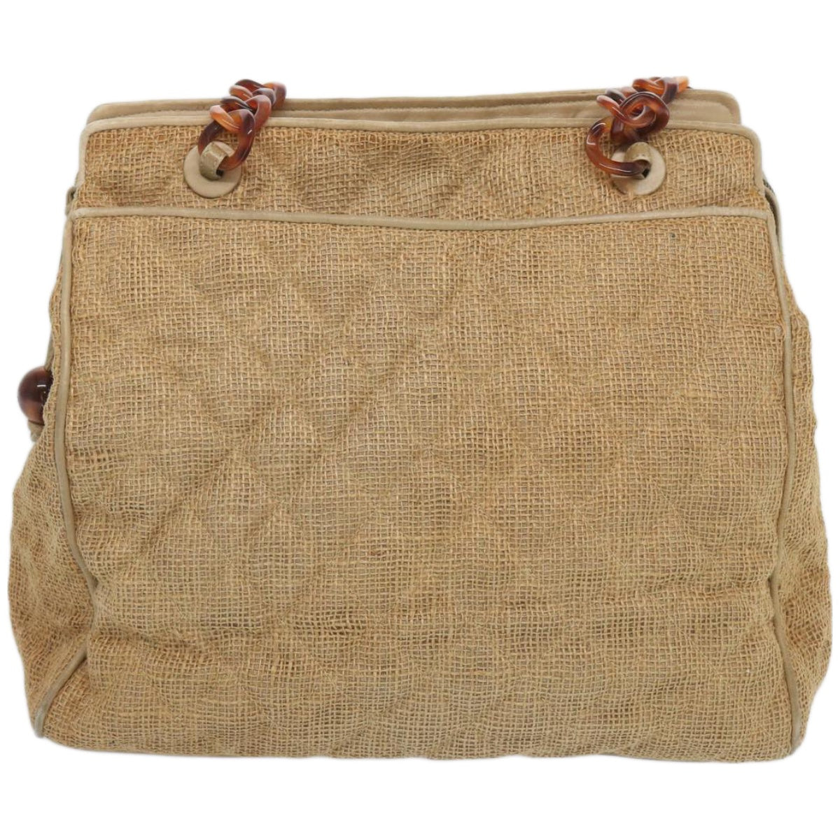 Top Quality Chanel Matelasse Tote Bag Straw Brown CC Auth 66963
