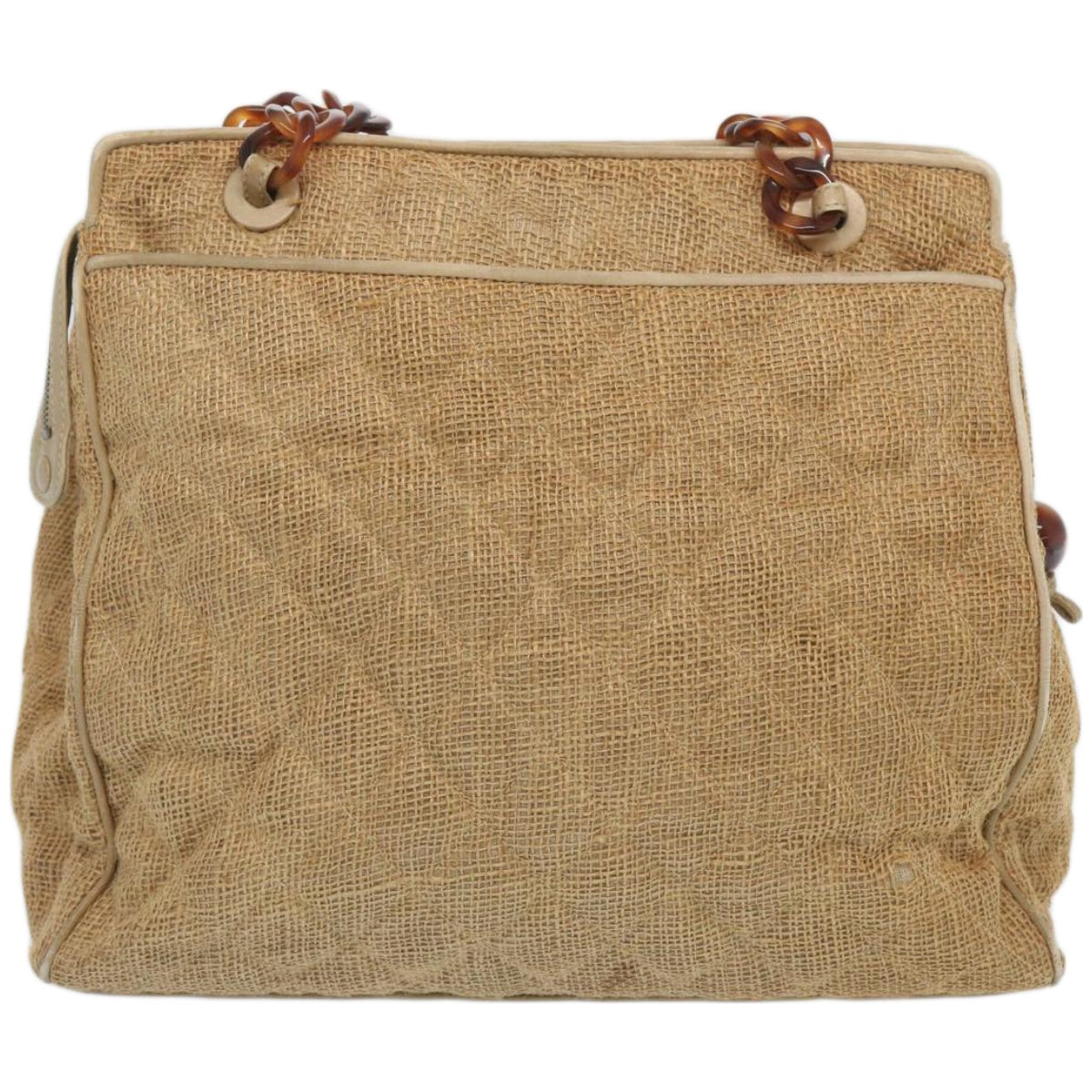 Top Quality Chanel Matelasse Tote Bag Straw Brown CC Auth 66963