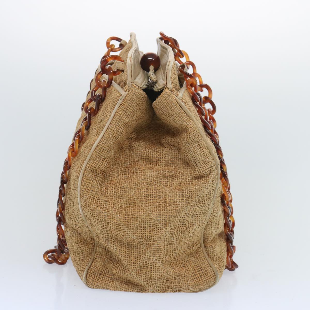 Top Quality Chanel Matelasse Tote Bag Straw Brown CC Auth 66963
