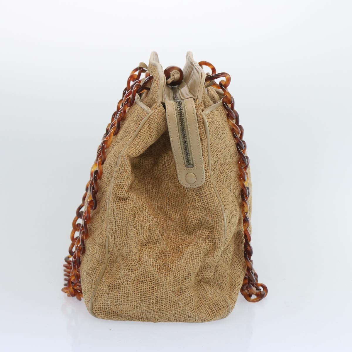 Top Quality Chanel Matelasse Tote Bag Straw Brown CC Auth 66963