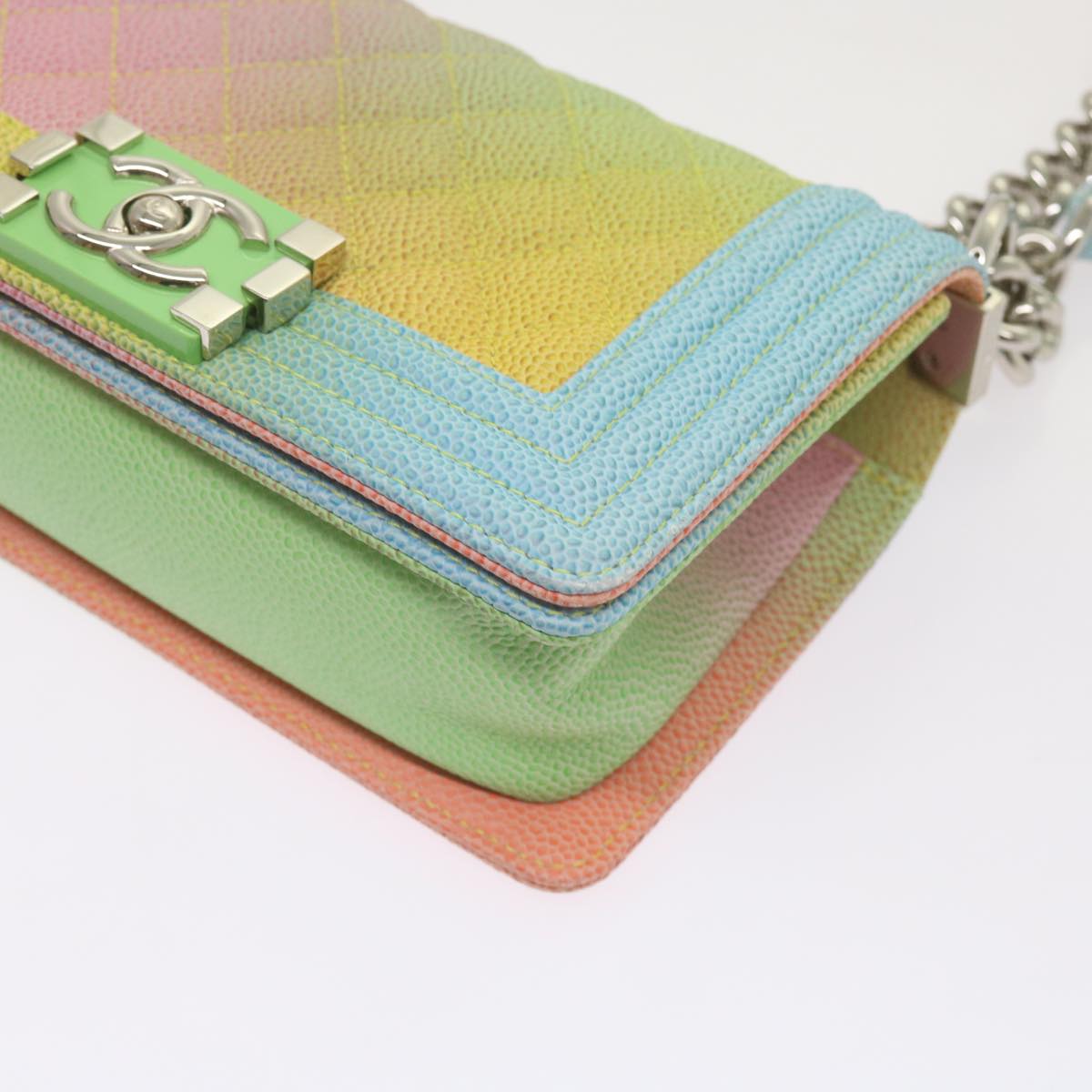 Top Quality Chanel Matelasse Boy  Shoulder Bag Caviar Skin Multicolor CC Auth 66965S