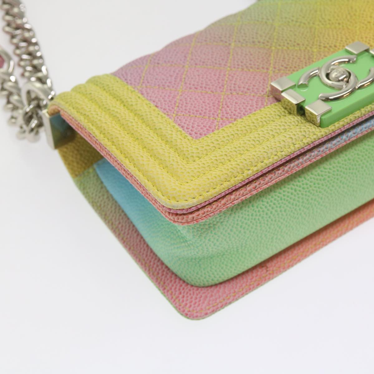 Top Quality Chanel Matelasse Boy  Shoulder Bag Caviar Skin Multicolor CC Auth 66965S