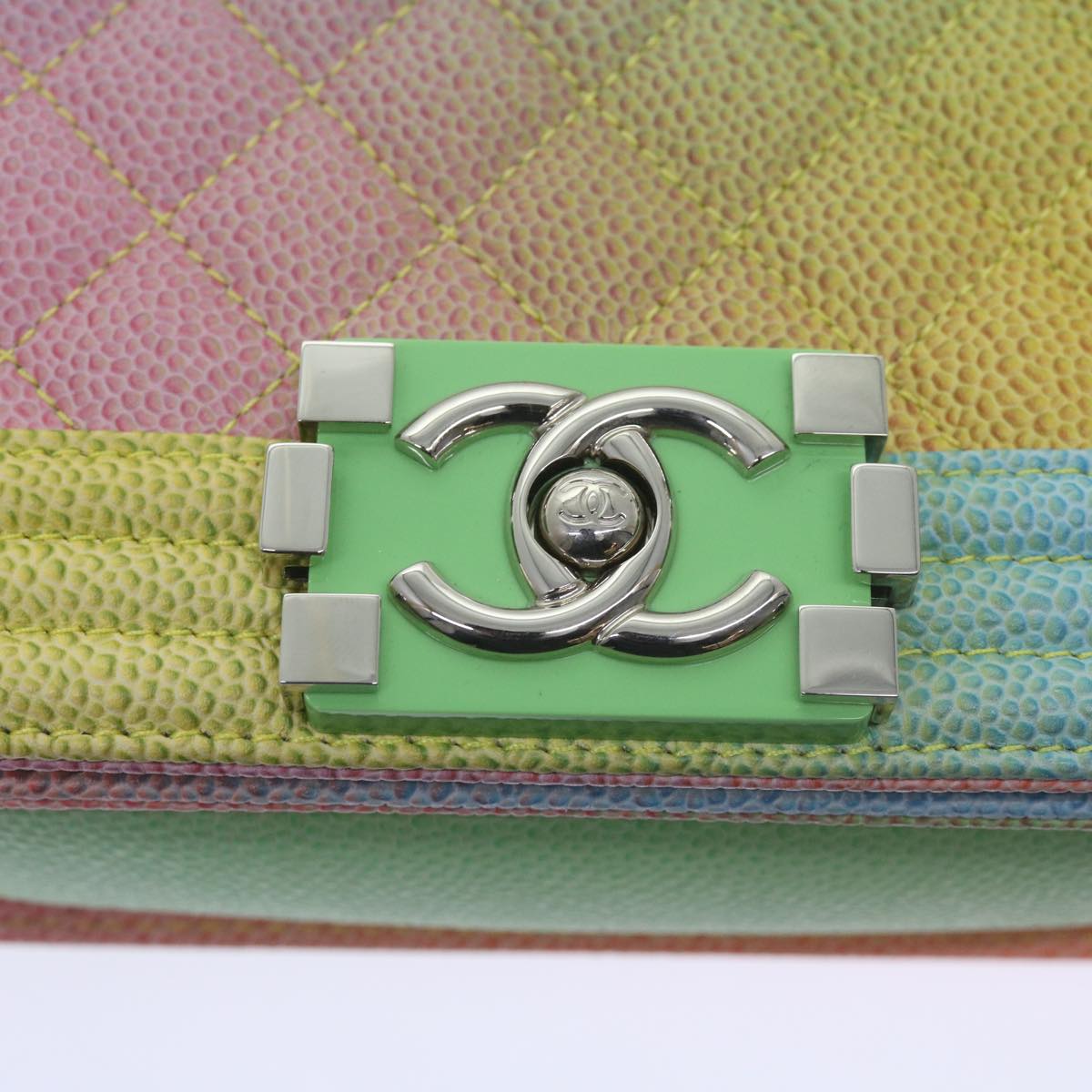Top Quality Chanel Matelasse Boy  Shoulder Bag Caviar Skin Multicolor CC Auth 66965S