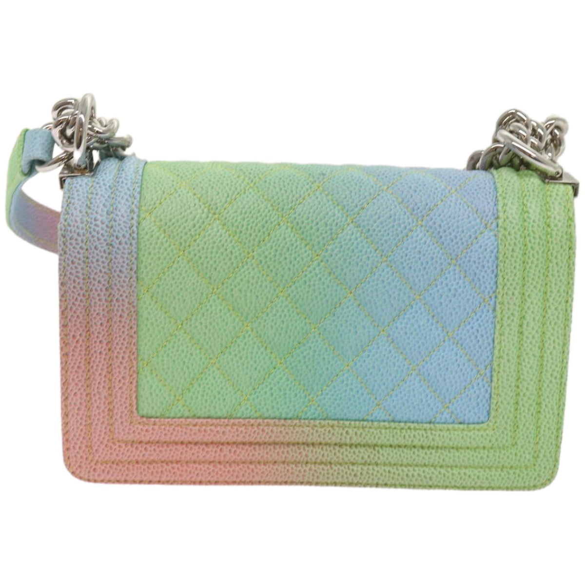 CHANEL Matelasse Boy  Shoulder Bag Caviar Skin Multicolor CC Auth 66965S