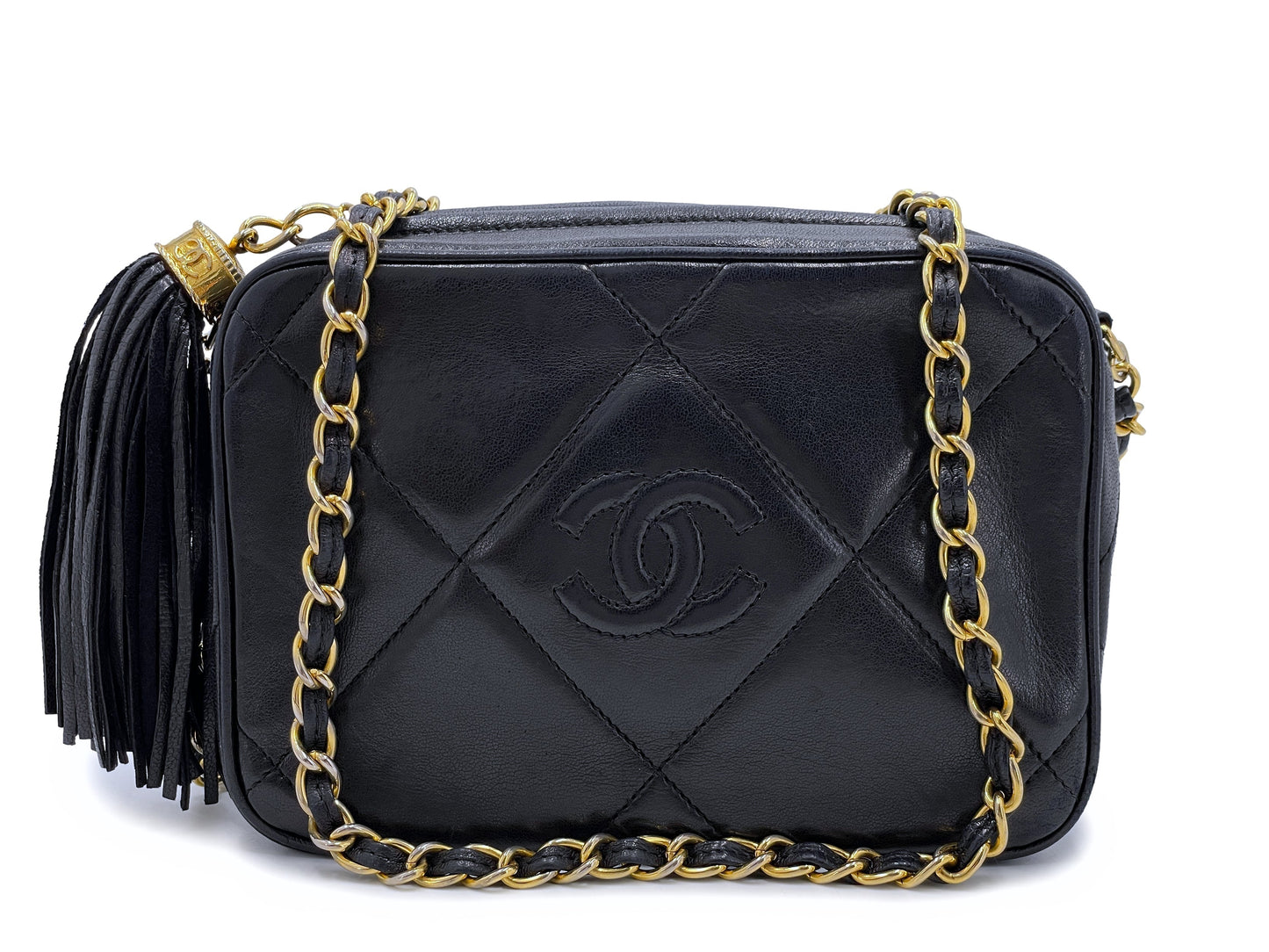 Chanel 1987 Vintage Black Mini Camera Case Bag 24k GHW Lambskin