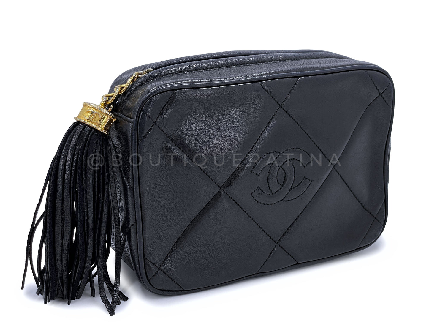 Chanel 1987 Vintage Black Mini Camera Case Bag 24k GHW Lambskin