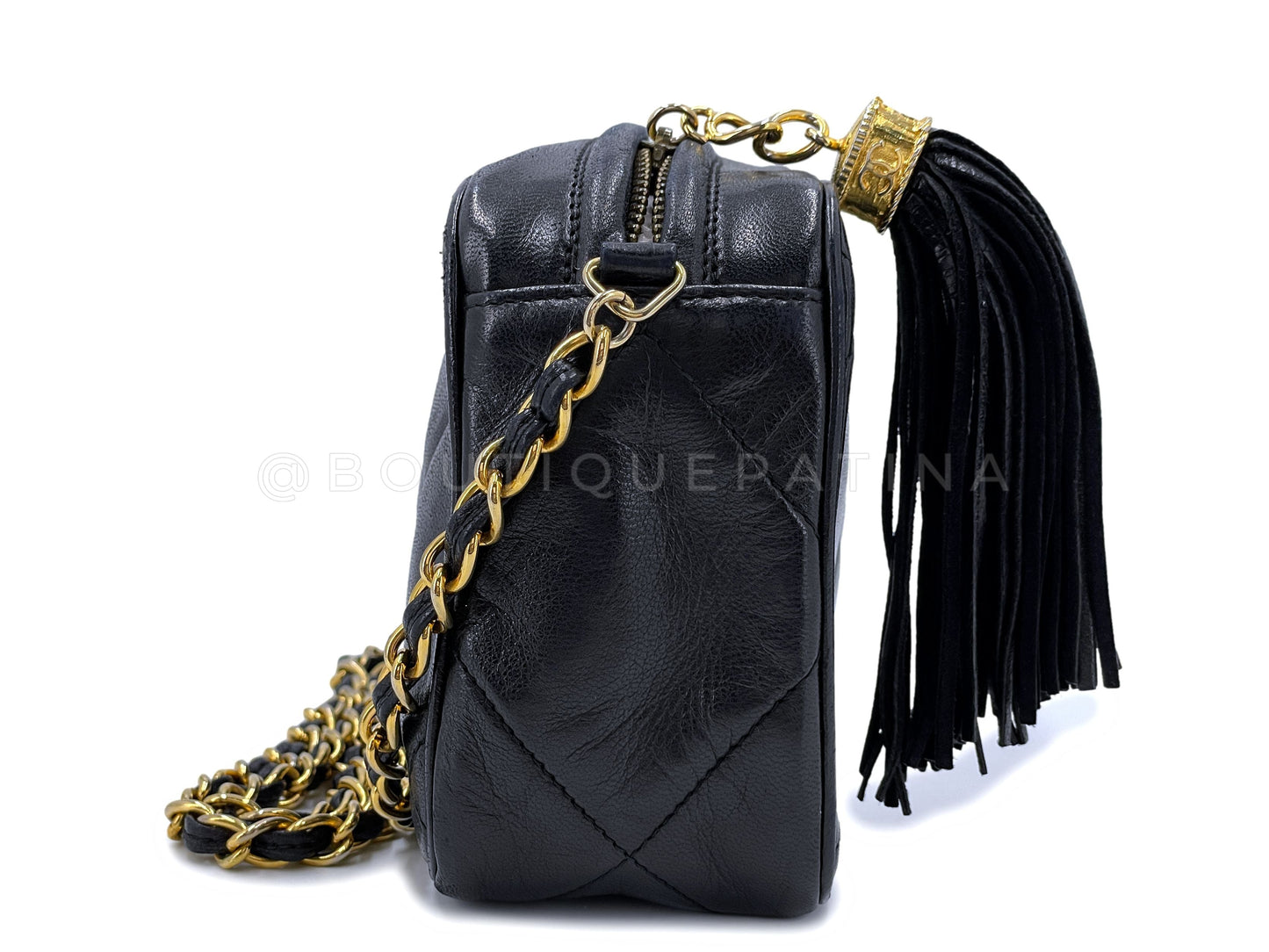 Chanel 1987 Vintage Black Mini Camera Case Bag 24k GHW Lambskin