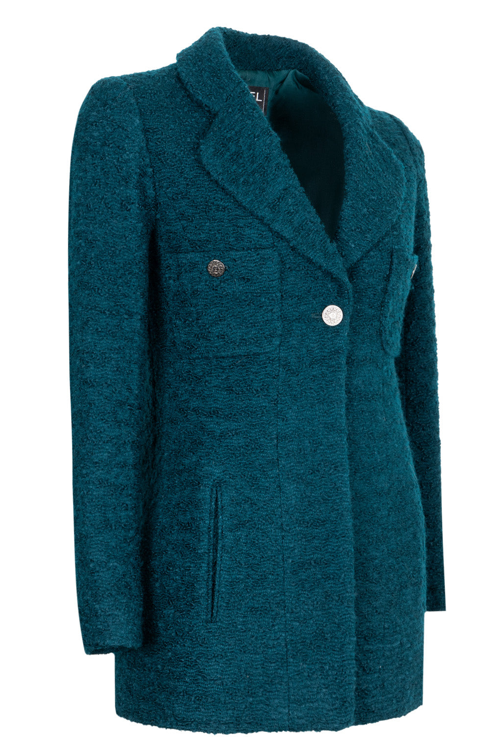 CHANEL Boucle One Button Jacket Petrol