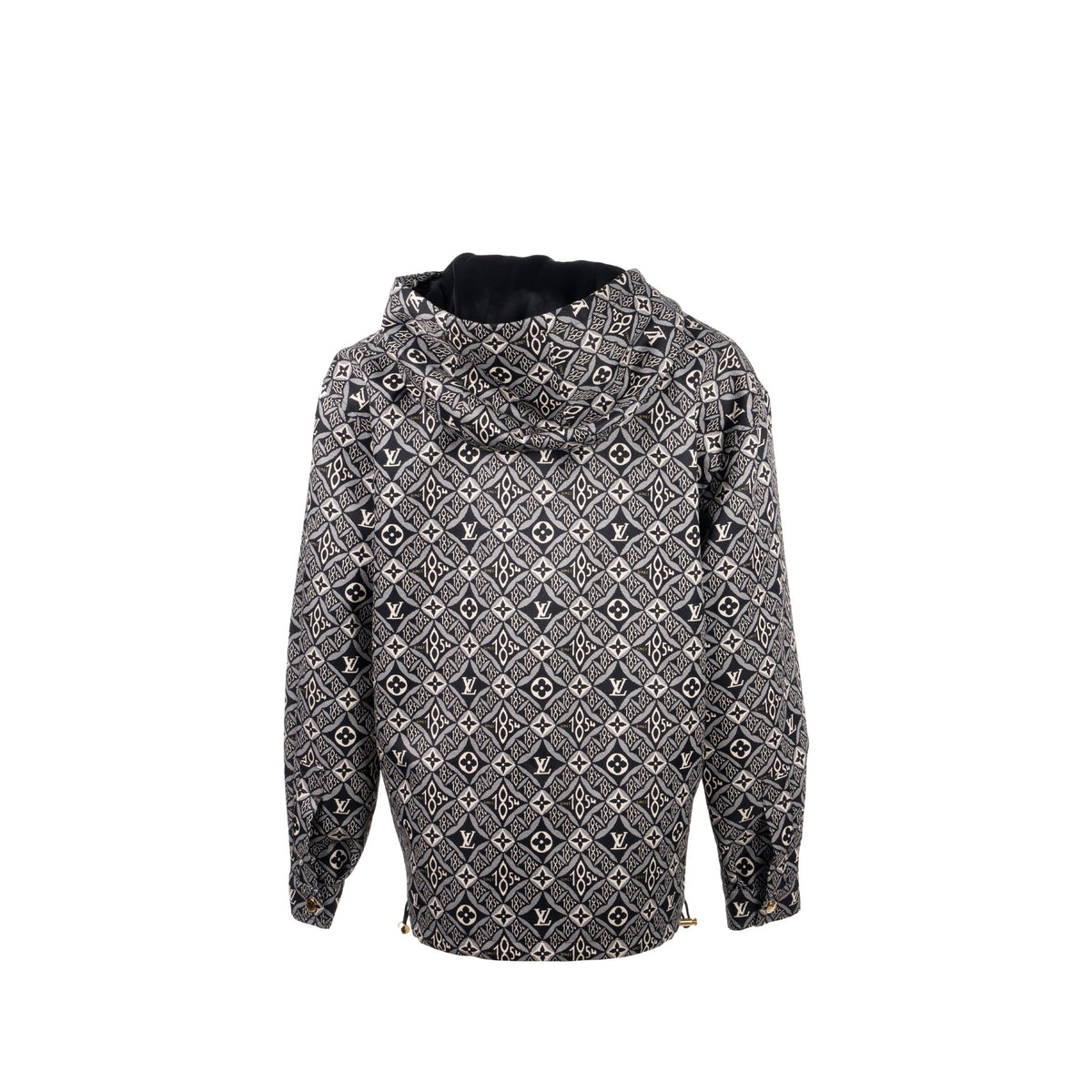 Louis Vuitton size 38 monogram since 1854 hooded silk parka polyamide/silk black/white