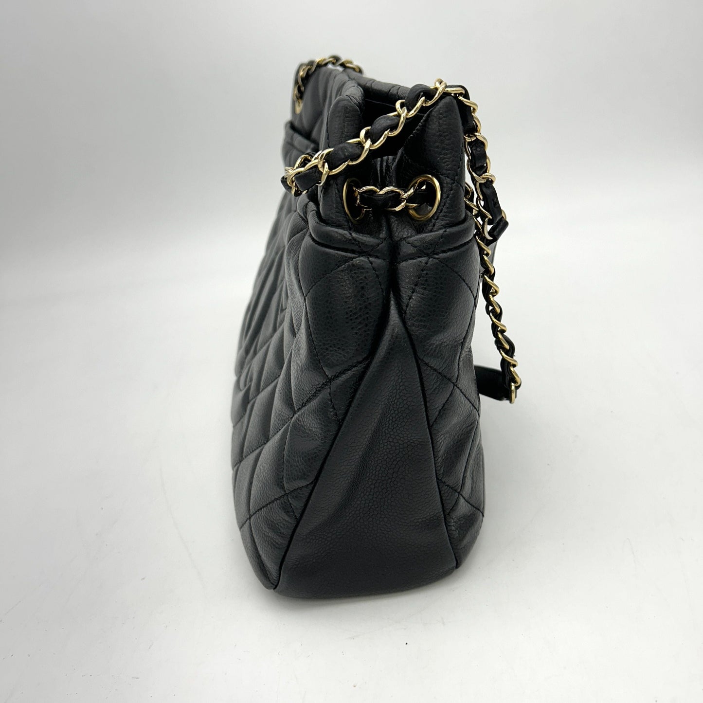 Chanel Timeless CC Soft Quilted Caviar Leather Shopping Tote Bag Black LA26722