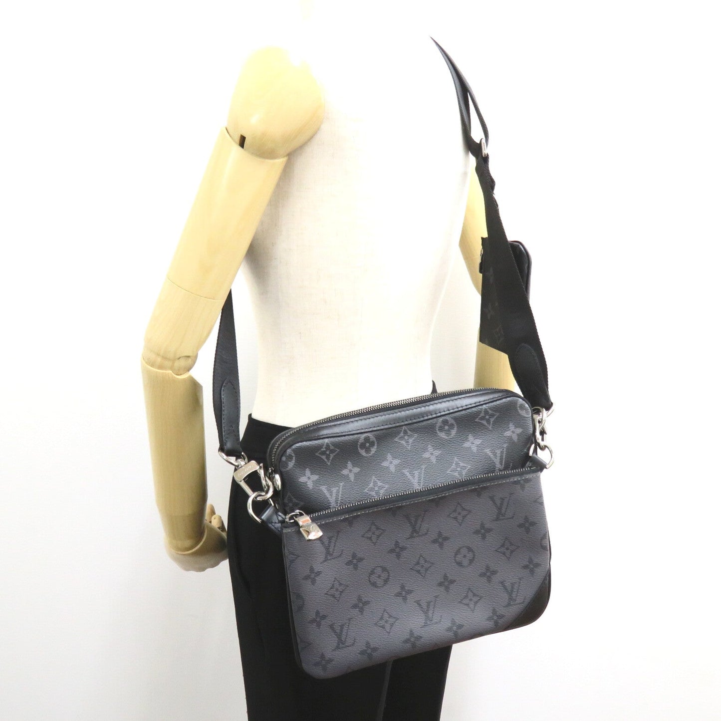 Louis Vuitton Trio Messengers Shoulder Bag PVC Coated Canvas Monogram Eclipse & Monogram Eclipse  Monogram Eclipse Black M69443