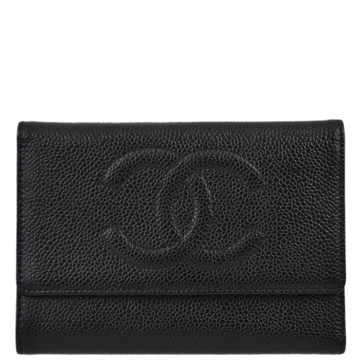 Chanel 2005-2006 Black Caviar Timeless Trifold Wallet