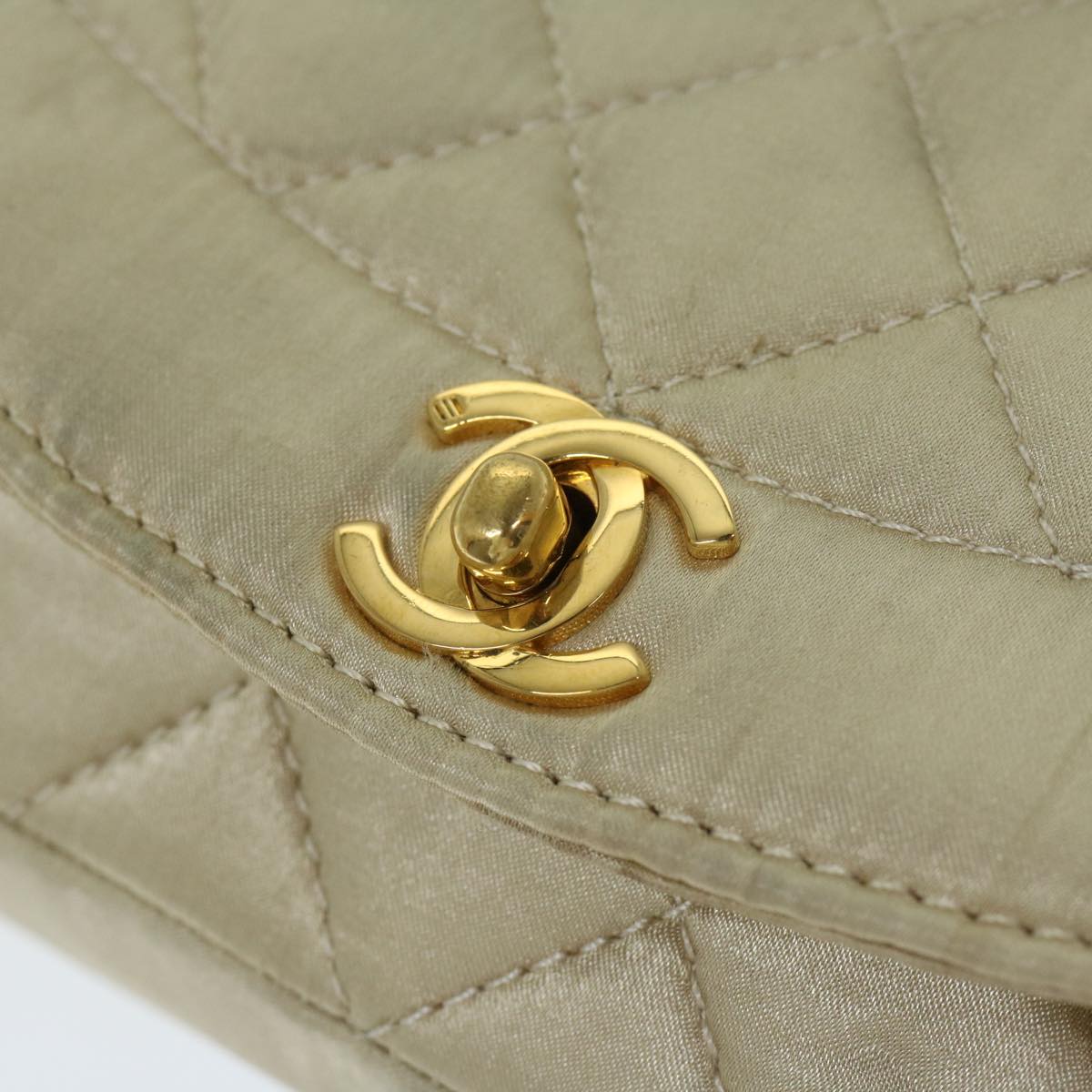 Top Quality Chanel Matelasse Chain Shoulder Bag Satin Gold CC Auth 67057A