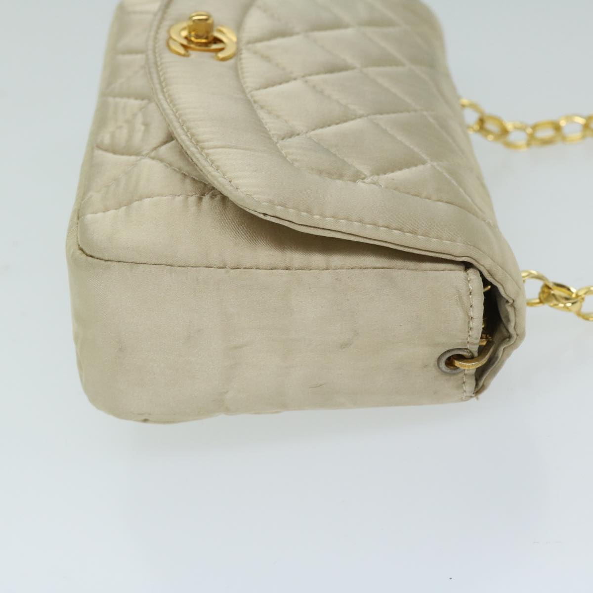 Top Quality Chanel Matelasse Chain Shoulder Bag Satin Gold CC Auth 67057A