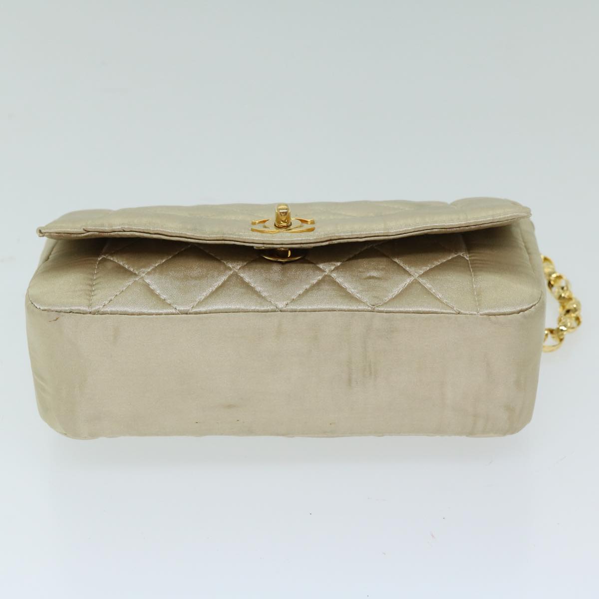 Top Quality Chanel Matelasse Chain Shoulder Bag Satin Gold CC Auth 67057A