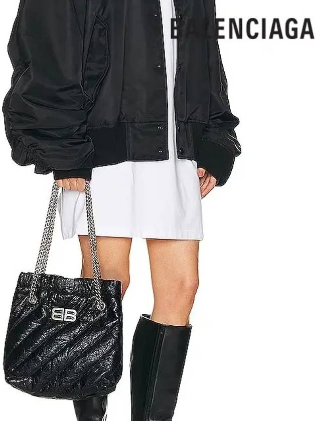 Luxury Balenciaga  Crush Embellished Logo Quilted Leather Tote Bag Black