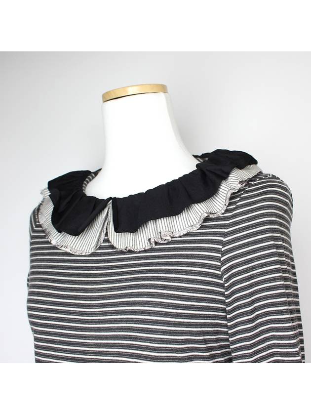 Charcoal gray striped blouse 44 Chanel