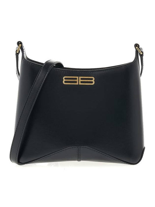 Luxury Balenciaga  Double B Logo Hobo Shoulder Bag Black