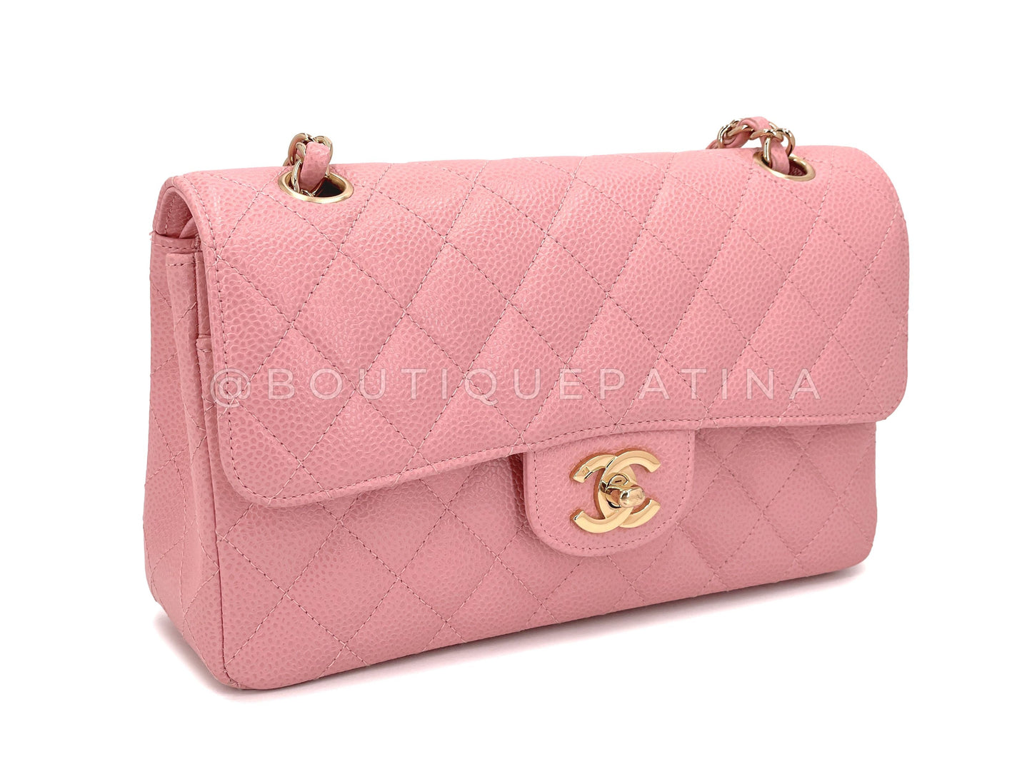 Chanel 2005 Vintage Sakura Pink Small Classic Double Flap Bag 24k GHW