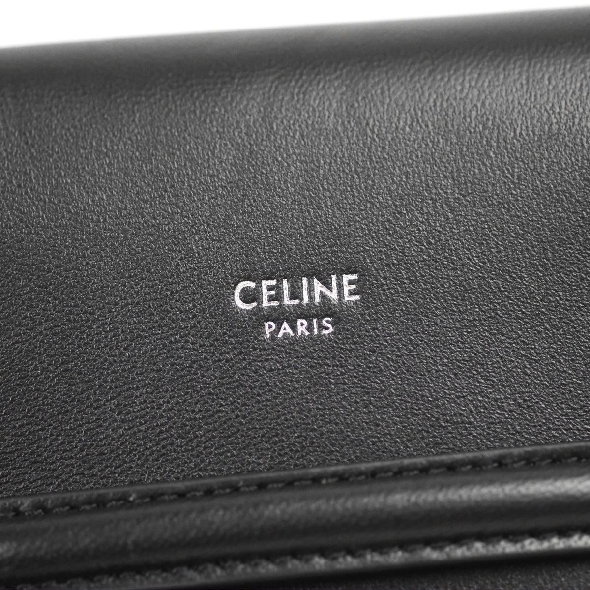 Celine Phone Pouch with Flap Black Triomphe Canvas Lambskin