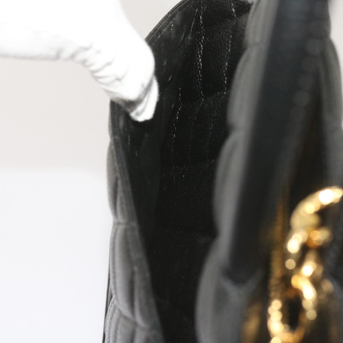 CHANEL Standard Tote Bag Caviar Skin Black CC Auth 67624SA