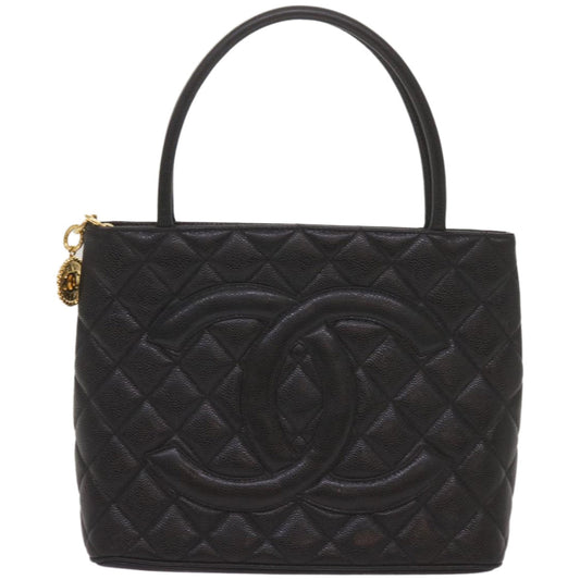 CHANEL Standard Tote Bag Caviar Skin Black CC Auth 67624SA