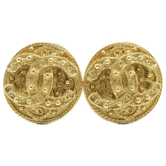Chanel Coco Mark Leaf Round Earrings