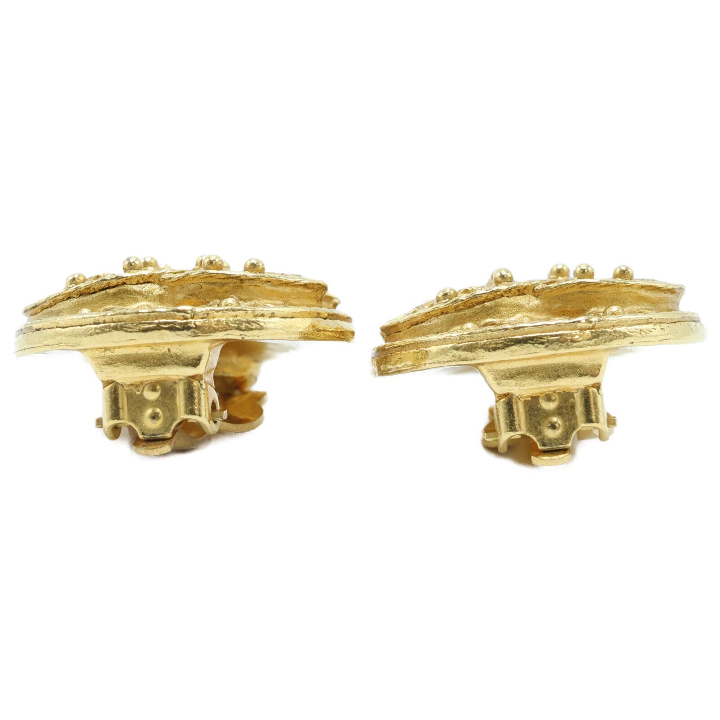 Chanel Coco Mark Leaf Round Earrings