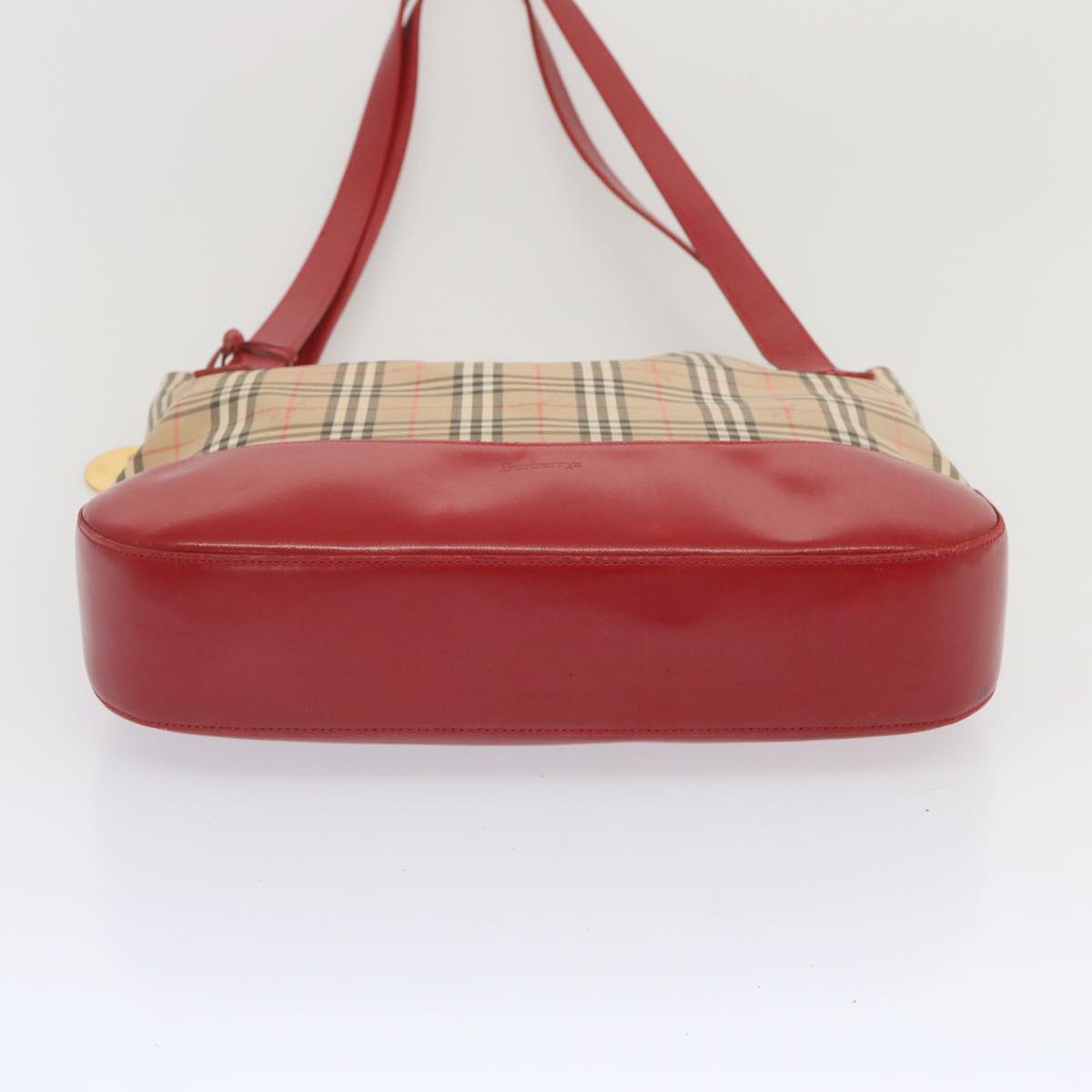 BURBERRYSs Nova Check Tote Bag Canvas Beige Red Auth 67775