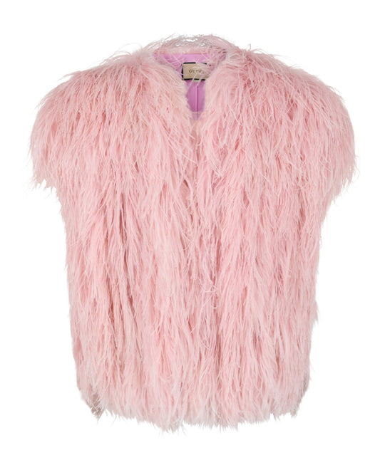 Gucci Mens Ostrich Feather Vest Regular M Pink