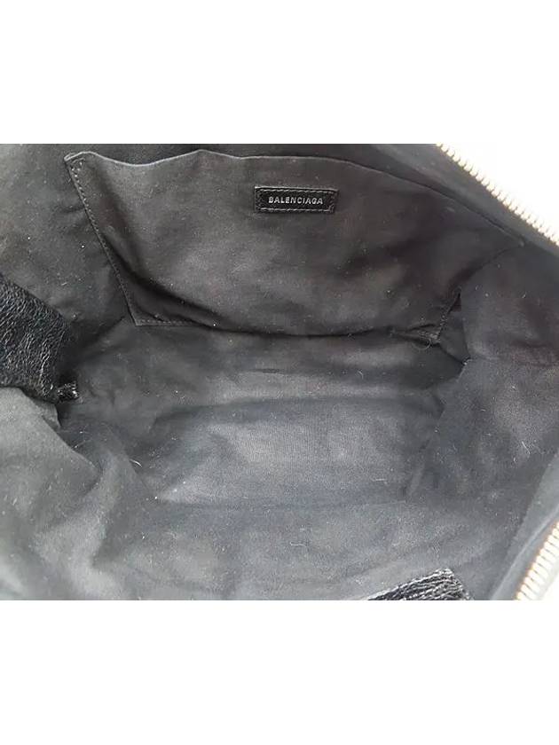 Luxury Balenciaga  362967 Black leather classic gold zip up decoration clutch bag