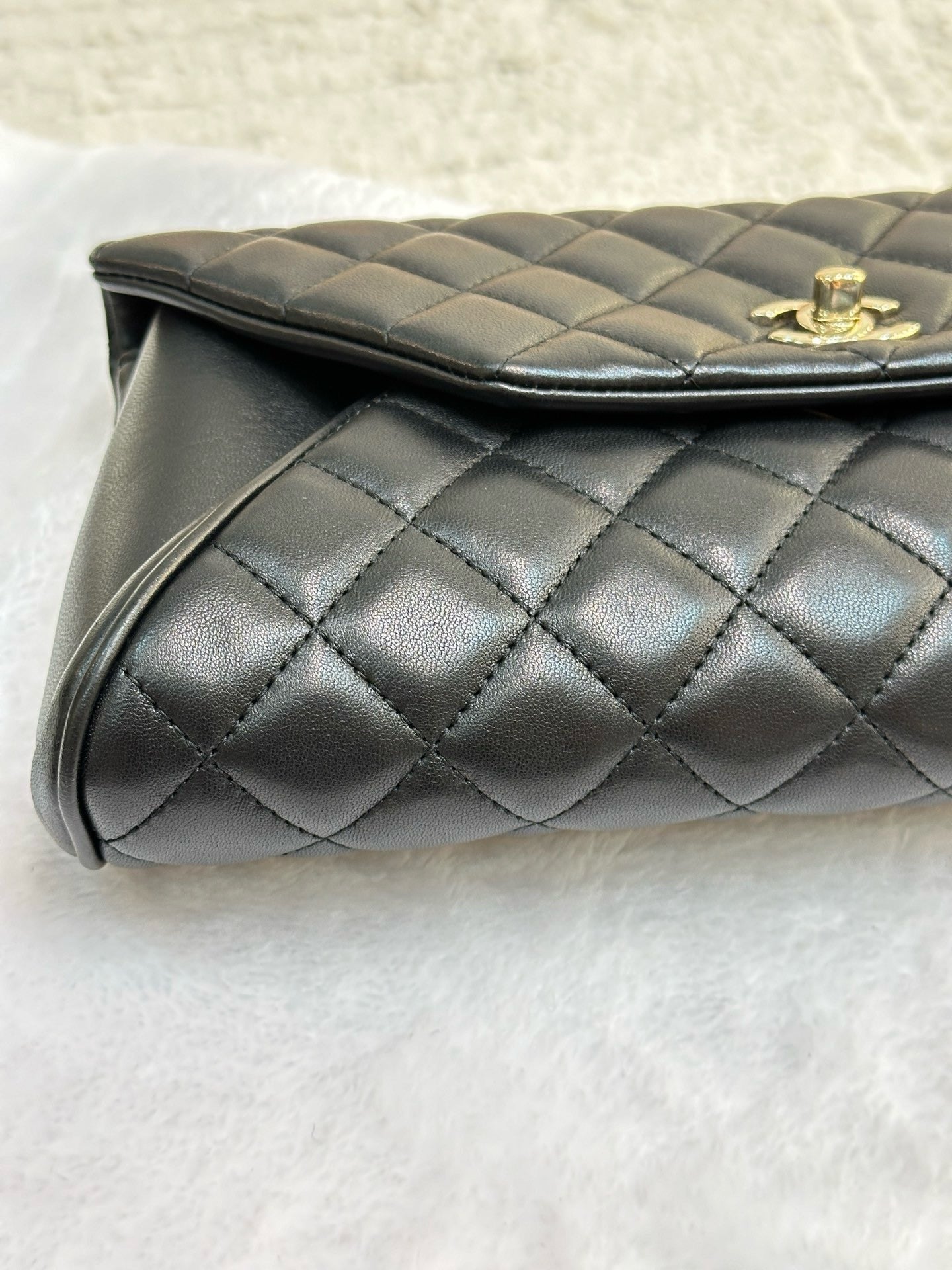 Chanel Lambskin Quilted Fold Up Again Clutch Black