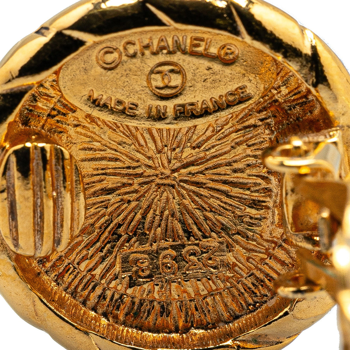 Gold Chanel Gold Plated CC Round Clip On Earrings