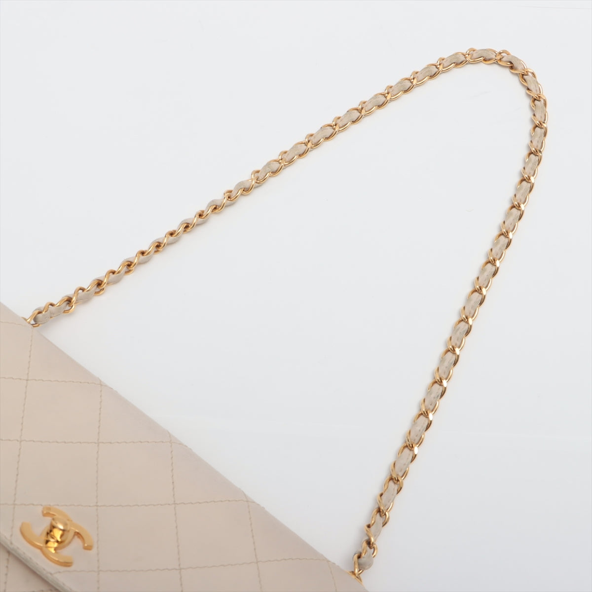 Chanel Matrasse  Chain Shoulder Bag Beige Gold  5th