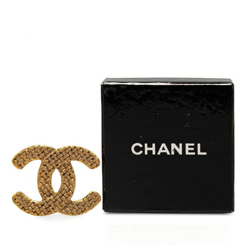 Chanel Vintage Coco Mark Quilted Brooch Gold