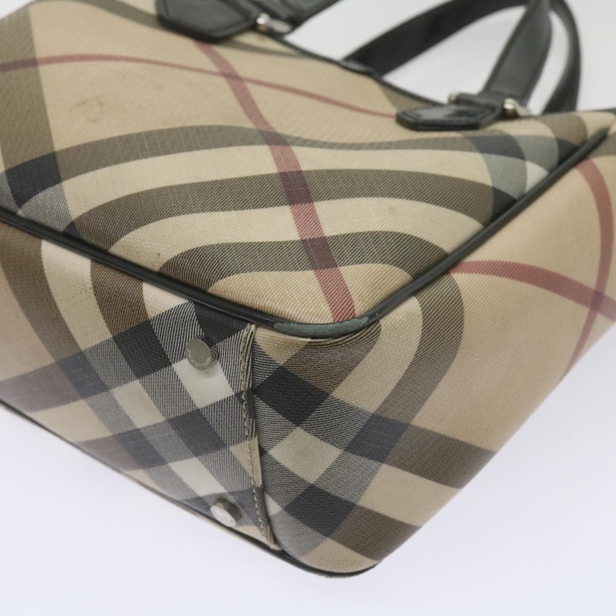 BURBERRY Nova Check Hand Bag PVC Beige Auth 68142