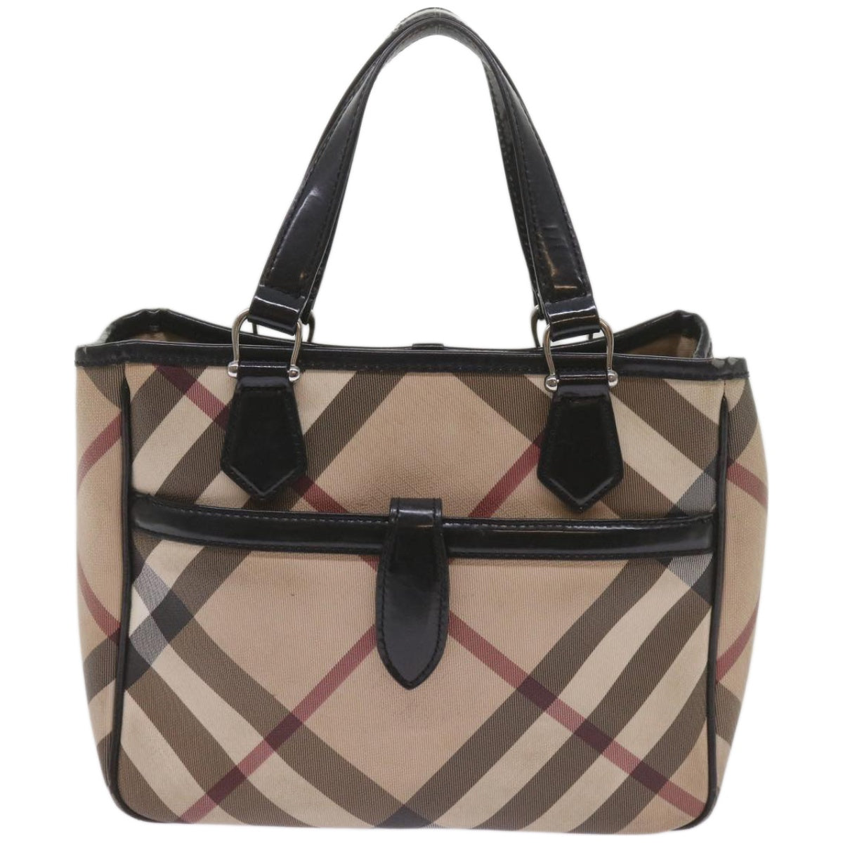 BURBERRY Nova Check Hand Bag PVC Beige Auth 68142