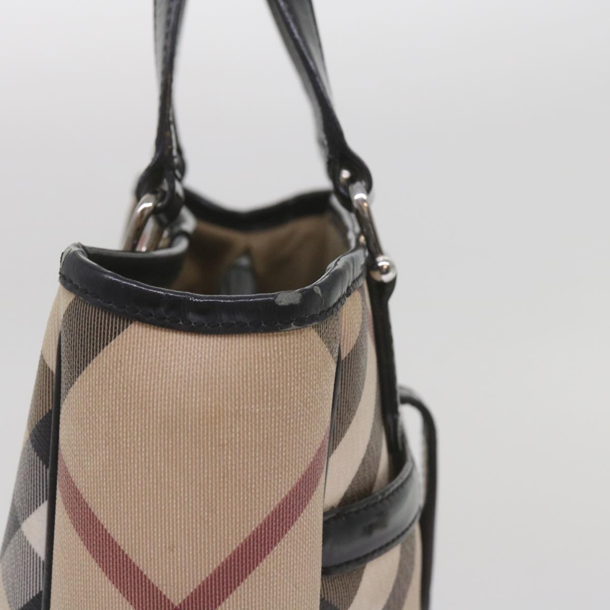 BURBERRY Nova Check Hand Bag PVC Beige Auth 68142