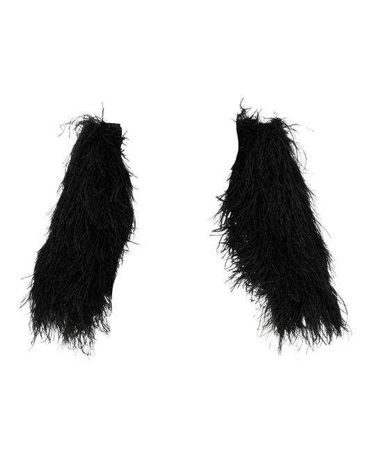 Gucci Womens Slip On Feather Arm Warmers Regular S Black