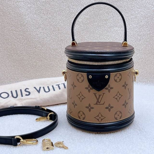 Preloved Louis Vuitton Cannes Bucket Bag Small Reverse Monogram Coated Canvas Shoulder Bag Microchip 050150500659