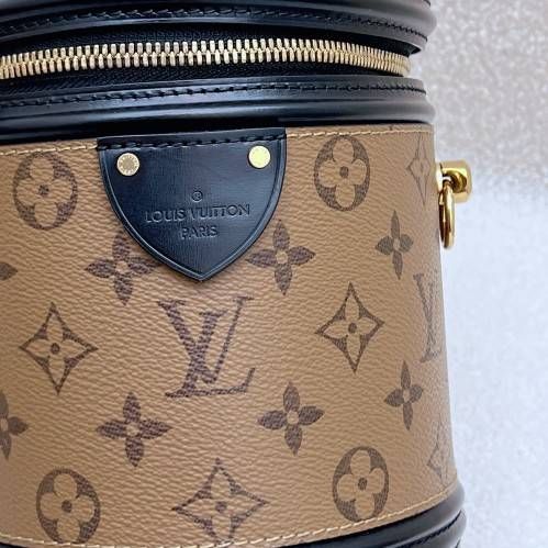 Preloved Louis Vuitton Cannes Bucket Bag Small Reverse Monogram Coated Canvas Shoulder Bag Microchip 050150500659