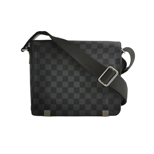 Preloved Louis Vuitton District Leather Checkerboard Flap Shoulder Bag 250501781174269