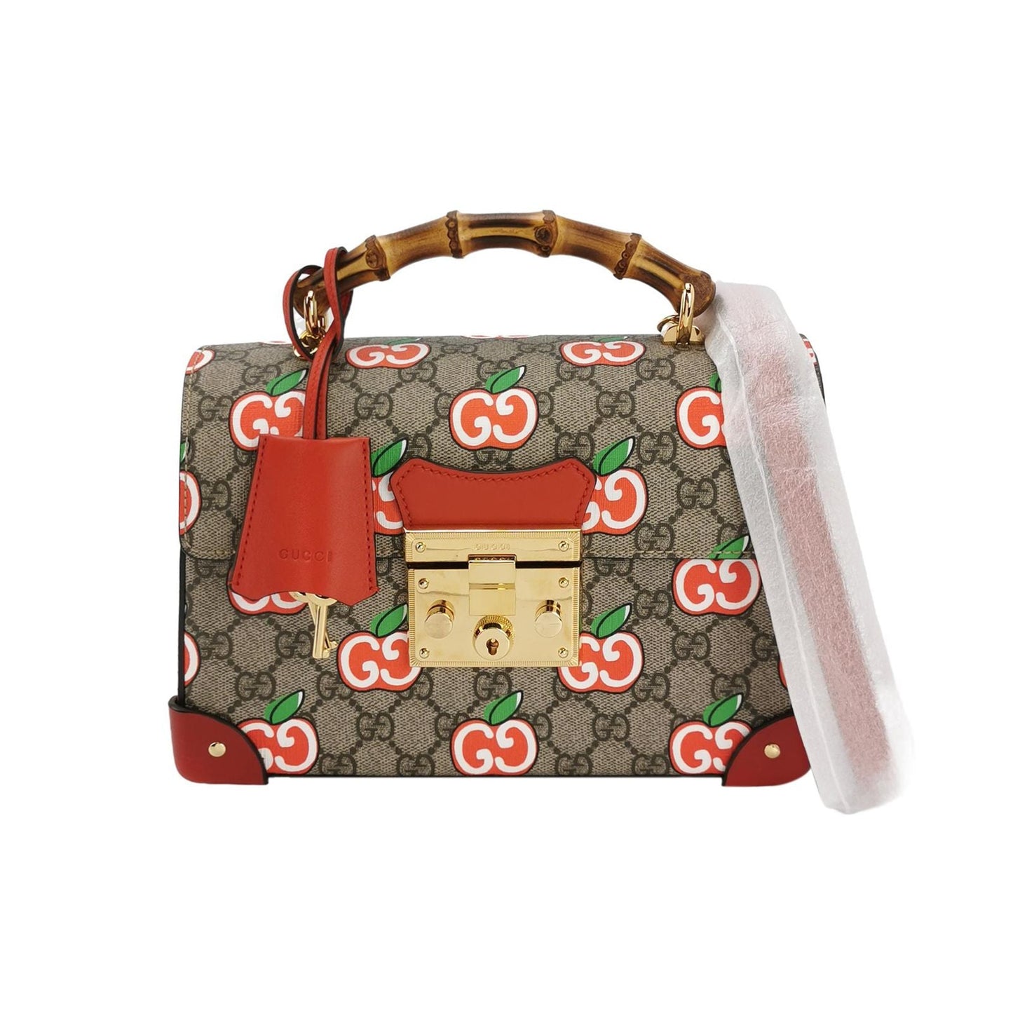 Gucci Padlock Small Leather Double G Apple Print Lock Bamboo Handle Shoulder Bag
