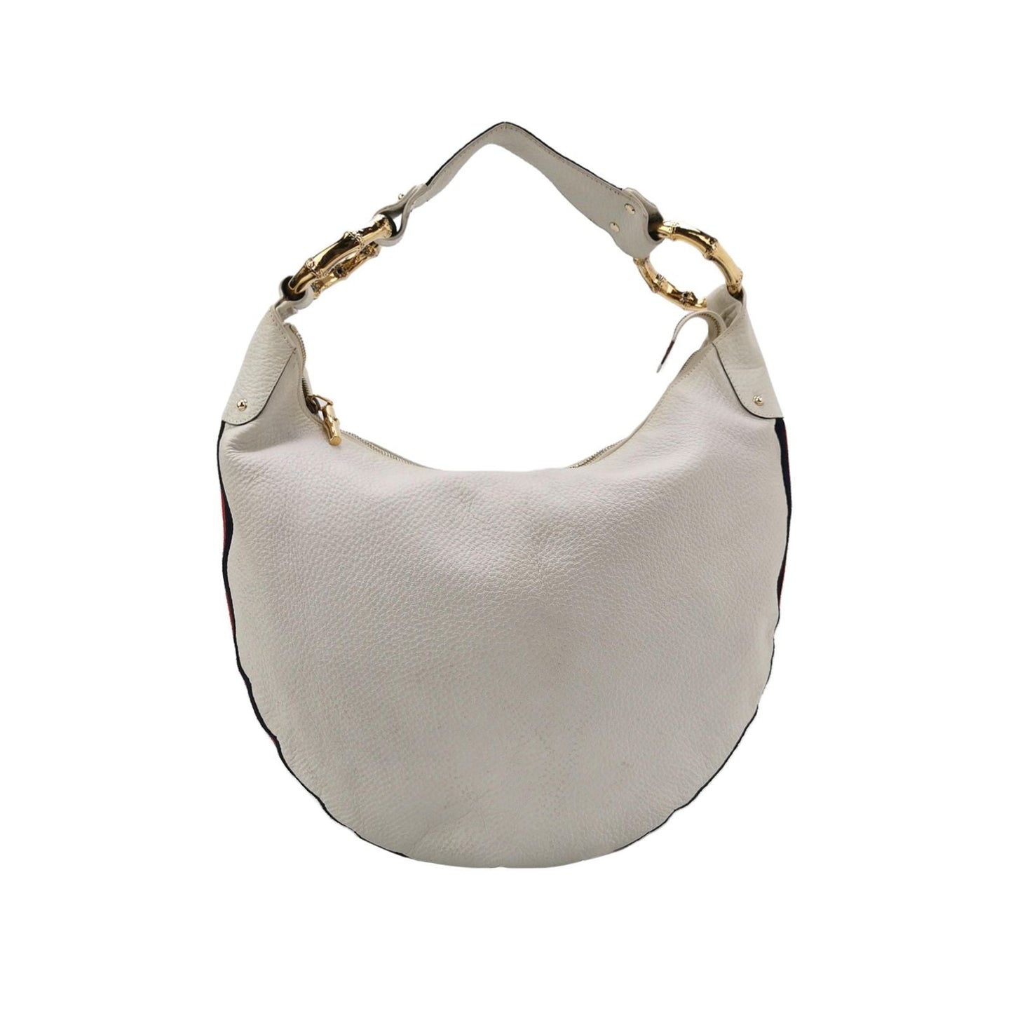 Gucci Leather and Canvas Striped Shoulder Bag