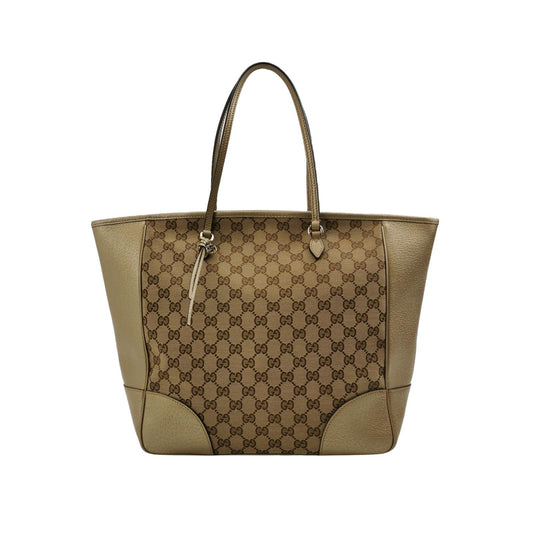 Gucci Bree Leather Canvas GG Monogram Fringe Shoulder Bag