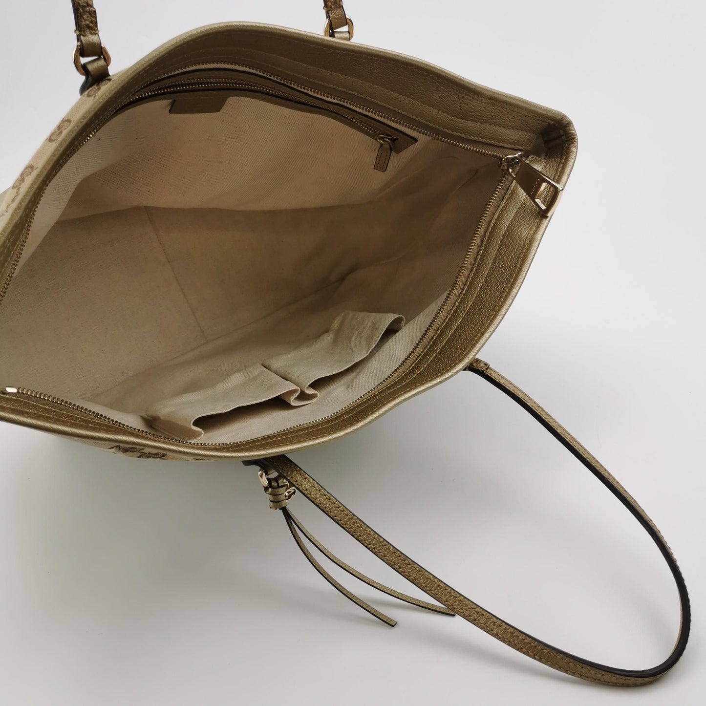 Gucci Bree Leather Canvas GG Monogram Fringe Shoulder Bag