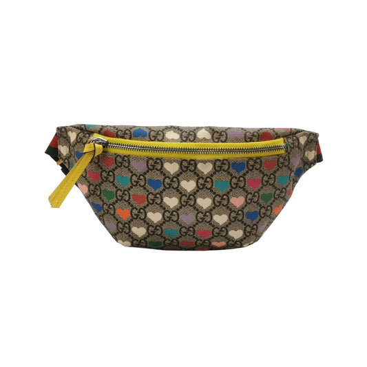 Gucci GG Monogram Heart Print Zip Waist Bag Chest Bag
