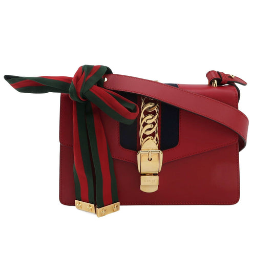 Gucci Sylvie Small Leather and Canvas Shoulder Bag