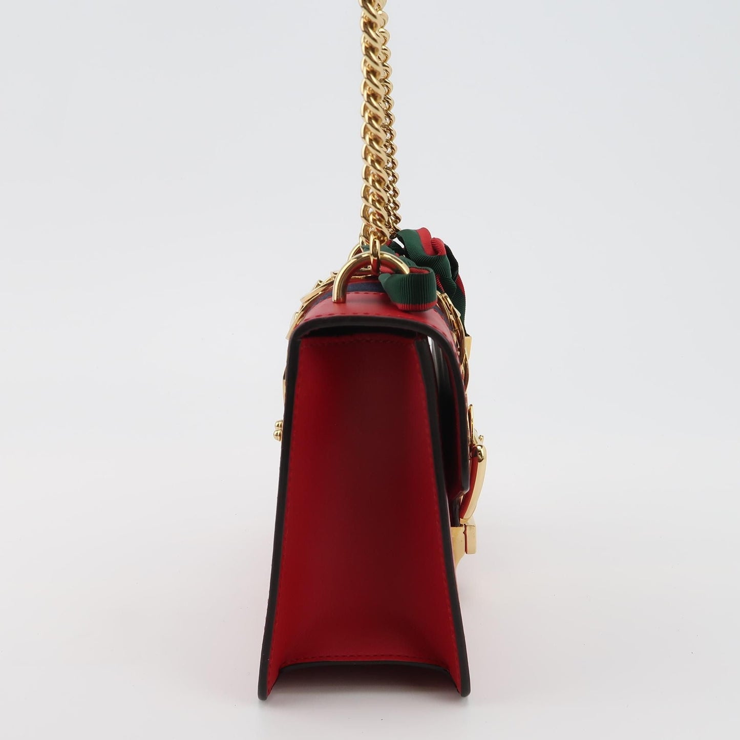Gucci Sylvie Mini Leather Crossbody Bag with Ribbon and Metal Buckle